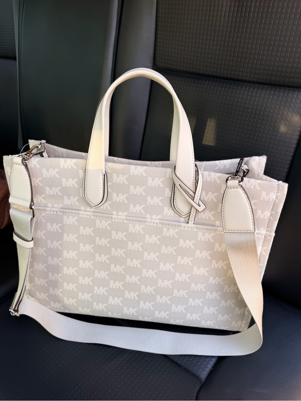 Michael Kors Cream MK Monogram Tote with Removable Strap